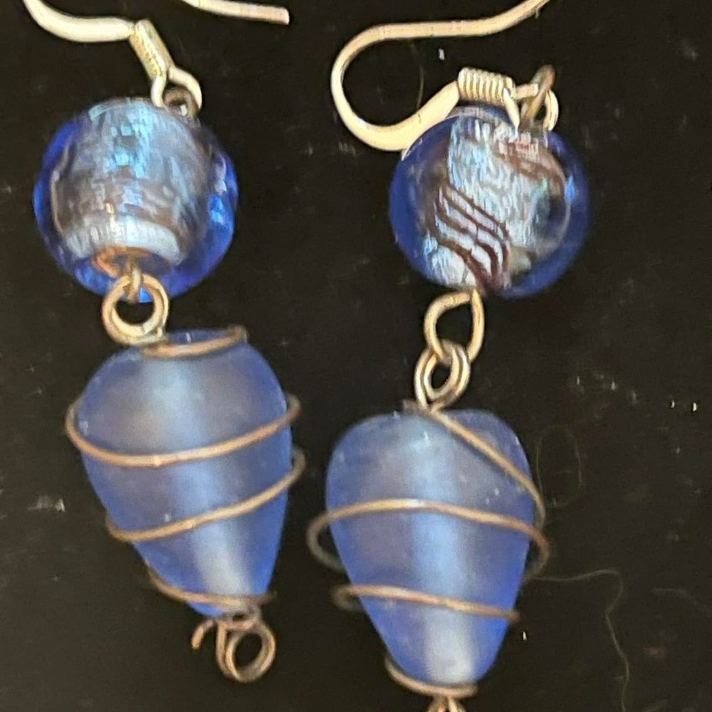 Cute Blue Lampwork Earrings